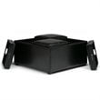 Simpli Home Avalon Faux Leather Coffee Table Storage Ottoman in Midnight Black