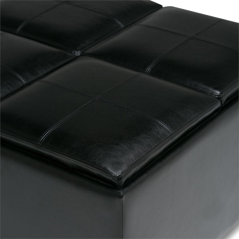 Simpli Home Avalon Faux Leather Coffee Table Storage ...