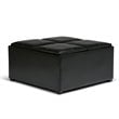 Simpli Home Avalon Faux Leather Coffee Table Storage Ottoman in Midnight Black