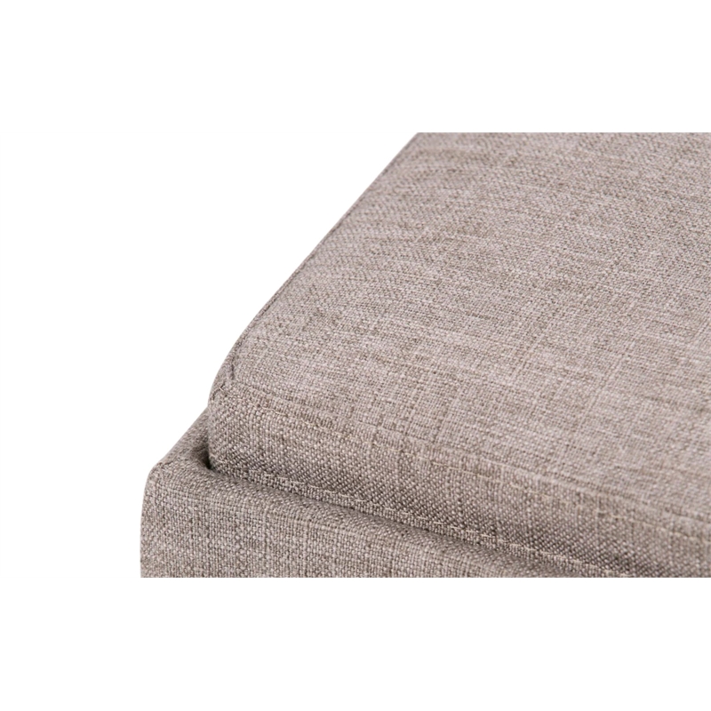 Simpli Home Avalon Upholstered Storage Ottoman w/4-Flip Over Trays in Fawn Brown