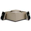 Simpli Home Avalon Faux Leather Coffee Table Storage Ottoman in Cream