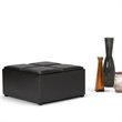Simpli Home Avalon Faux Leather Coffee Table Storage Ottoman in Tanners Brown