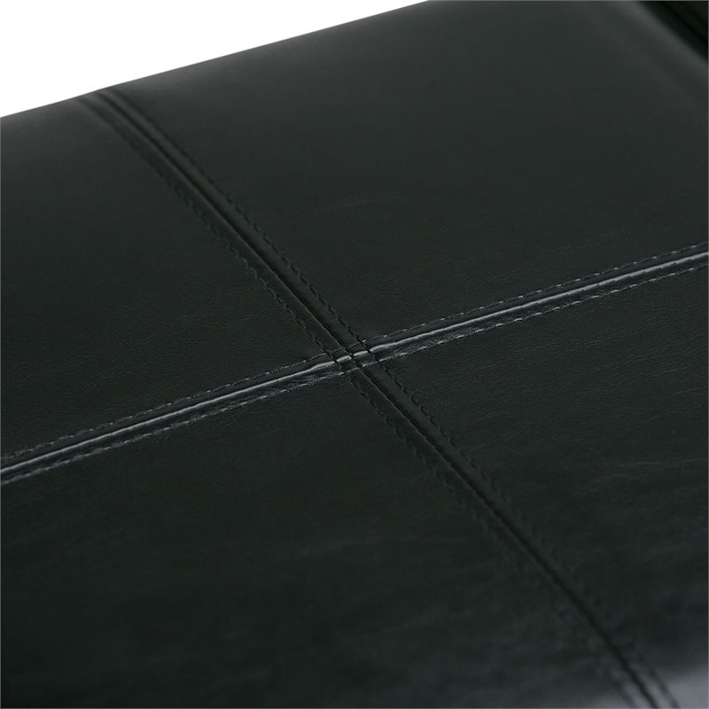 Simpli Home Avalon Faux Leather Storage Bench in Midnight Black