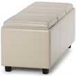 Simpli Home Avalon Faux Leather Storage Bench in Satin Cream