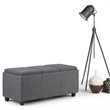 Simpli Home Avalon Storage Bench in Slate Gray