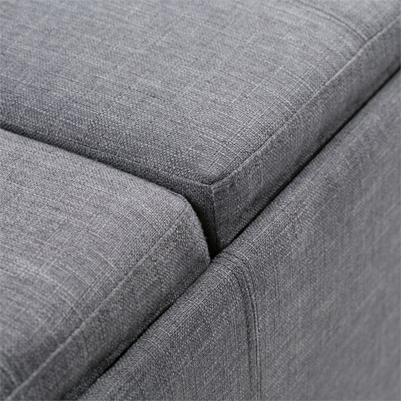 Simpli Home Avalon Storage Bench in Slate Gray