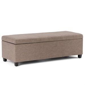 simpli home avalon fabric upholstered storage ottoman bench