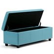 Simpli Home Avalon Faux Leather Storage Bench in Soft Blue