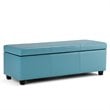 Simpli Home Avalon Faux Leather Storage Bench in Soft Blue