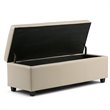 Simpli Home Avalon Faux Leather Storage Bench in Satin Cream