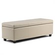Simpli Home Avalon Faux Leather Storage Bench in Satin Cream