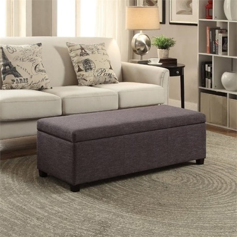 Simpli Home Avalon Storage Bench in Slate Gray