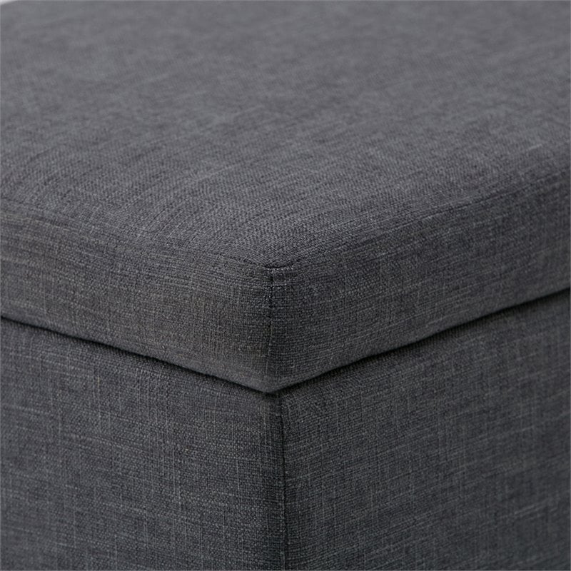 Simpli Home Avalon Storage Bench in Slate Gray