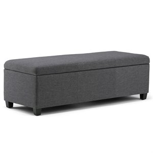 Simpli Home Avalon Storage Bench in Slate Gray