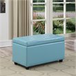 Cosmopolitan 34 inch Wide Rectangle Storage Ottoman in Soft Blue Faux Leather