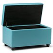 Cosmopolitan 34 inch Wide Rectangle Storage Ottoman in Soft Blue Faux Leather