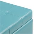 Cosmopolitan 34 inch Wide Rectangle Storage Ottoman in Soft Blue Faux Leather