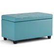 Cosmopolitan 34 inch Wide Rectangle Storage Ottoman in Soft Blue Faux Leather
