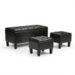 Simpli Home Dover Faux Leather 3 Piece Storage Ottoman in Brown