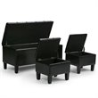 Simpli Home Dover Faux Leather 3 Piece Storage Ottoman in Black