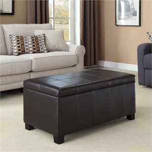 Faux Leather Storage Bench in Brown
