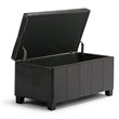Simpli Home Dover Faux Leather Storage Bench in Tanners Brown