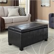 Simpli Home Dover Faux Leather Storage Bench in Black