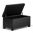 Simpli Home Dover Faux Leather Storage Bench in Black