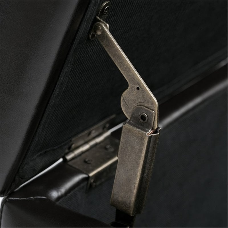 simpli home dover faux leather storage bench in black