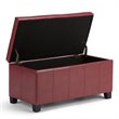 Simpli Home Dover Faux Leather Storage Bench in Radicchio Red