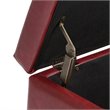 Simpli Home Dover Faux Leather Storage Bench in Radicchio Red