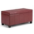 Simpli Home Dover Faux Leather Storage Bench in Radicchio Red