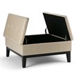 Simpli Home Dover Faux Leather Coffee Table Storage Ottoman in Cream