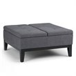 Simpli Home Dover Coffee Table Storage Ottoman in Slate Gray