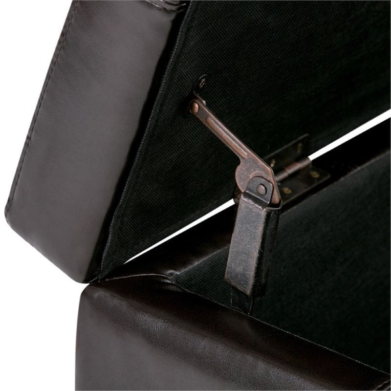 Simpli Home Kingsley Storage Bench in Brown