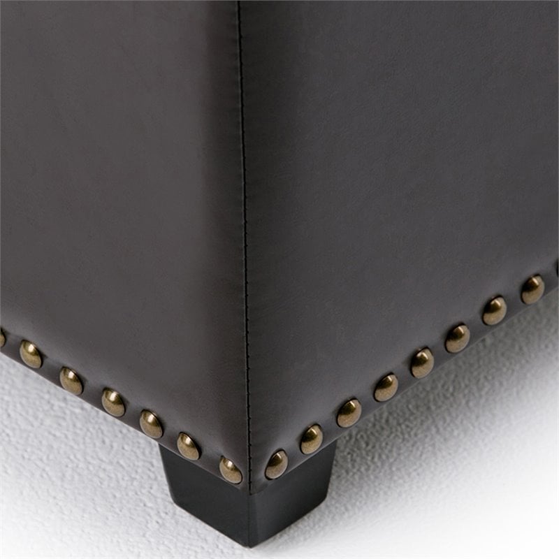 Simpli Home Kingsley Storage Bench in Brown