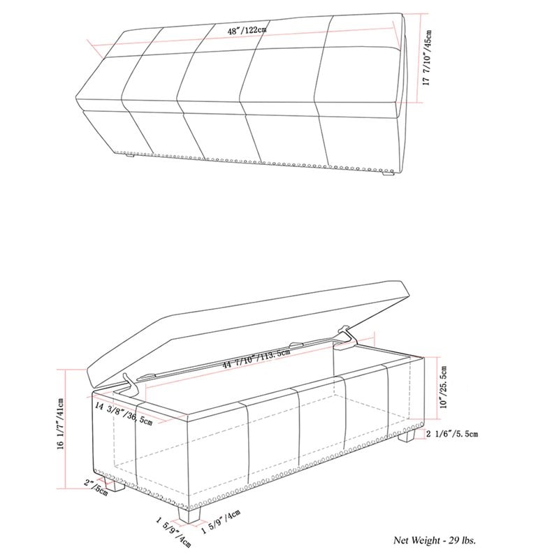 Simpli Home Kingsley Storage Bench in Brown