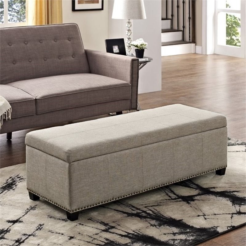 Simpli Home Kingsley Storage Bench in Natural