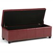 Simpli Home Kingsley Faux Leather Storage Bench in Radicchio Red