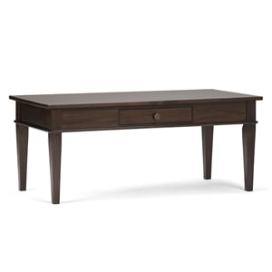 Simpli Home Carlton Wood 44&quot Rectangle Transitional Coffee Table in Brown