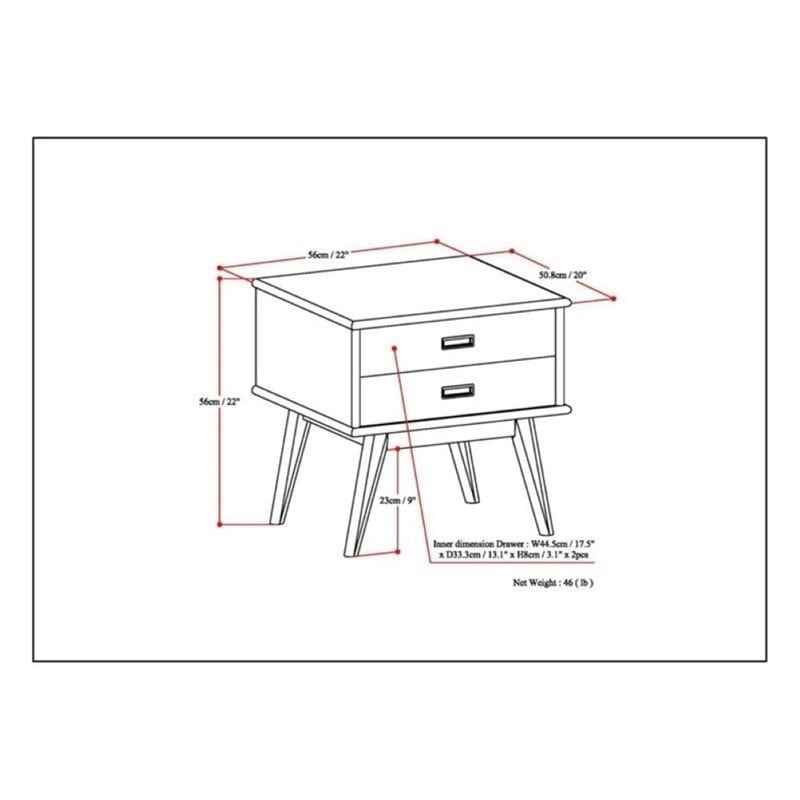 Simpli Home Draper Solid wood 22