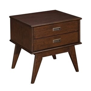 Simpli Home Draper Solid wood 22&quot W Modern End Side Table in Medium Auburn Brown