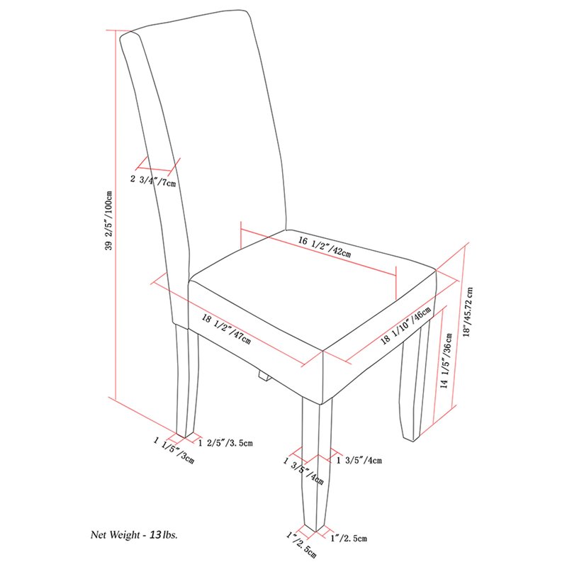Simpli Home Acadian Parson Dining Chair (Set of 2) Midnight Black Faux Leather