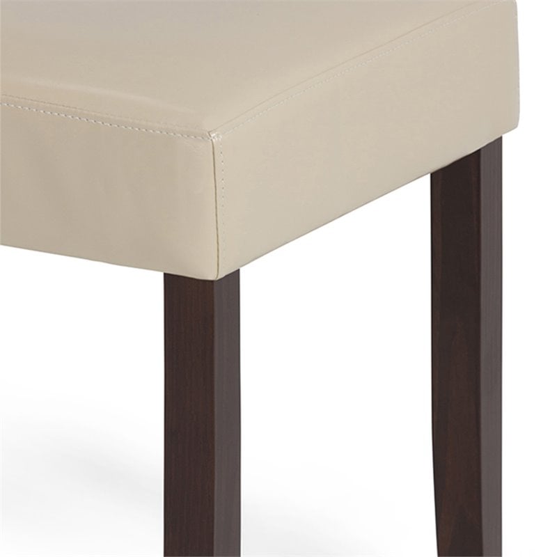 Simpli Home Acadian Transitional Parson Dining Chair (Set of 2) in Satin Cream Faux Leather