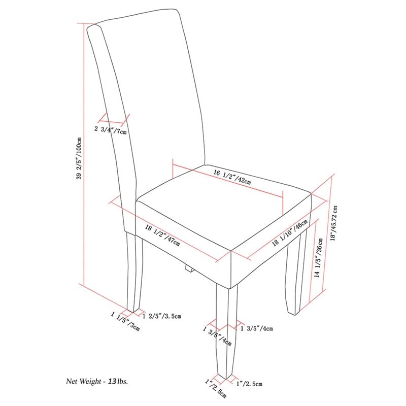 Simpli Home Acadian Transitional Parson Dining Chair (Set of 2) in Satin Cream Faux Leather