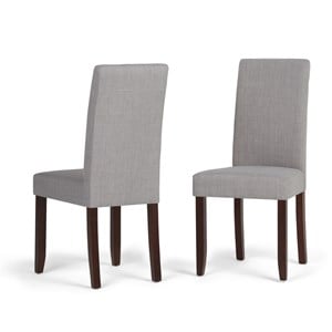 acadian parson dining chair (set of 2) in dove gray linen look fabric