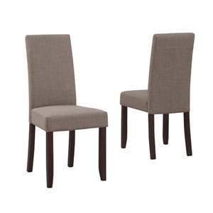 acadian parson dining chair (set of 2) in light mocha brown linen look fabric
