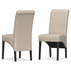 Avalon Transitional Deluxe Parson Dining Chair (2pc) in Satin Cream Faux Leather