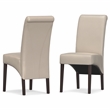 Avalon Transitional Deluxe Parson Dining Chair (2pc) in Satin Cream Faux Leather