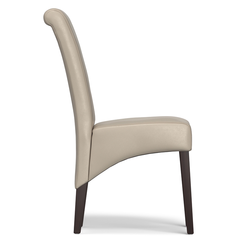 Avalon Transitional Deluxe Parson Dining Chair (2pc) in Satin Cream Faux Leather